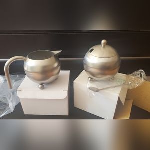 SOLD: NWT Henley stainless steel sugar bowl and creamer set